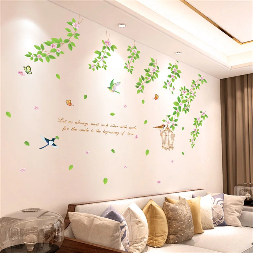 Living Room Flower Background Wall Stickers Bedroom Room Wall Decoration Stickers Wallpaper Self-adhesive Stickers Home Decor