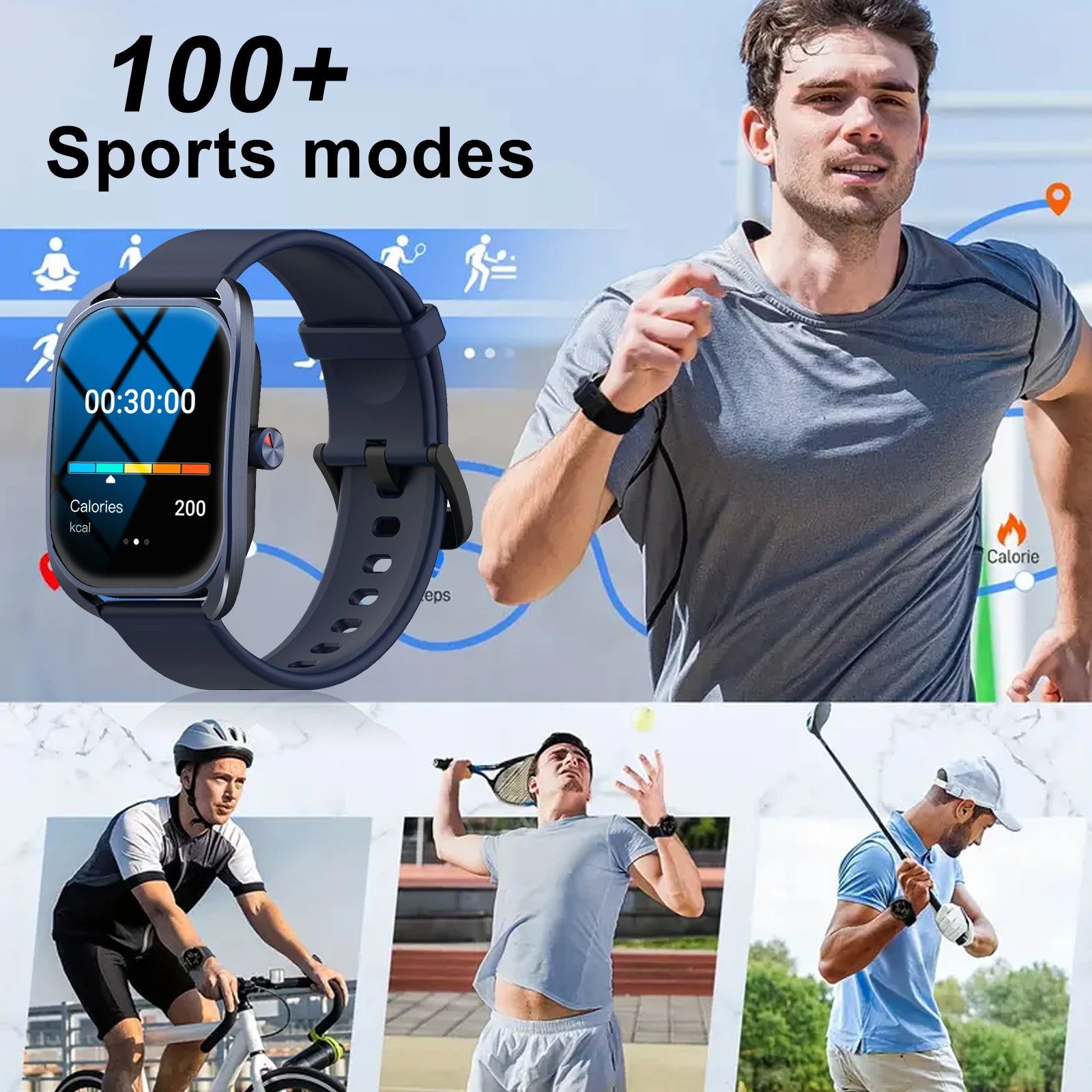 Smart watch, can answer and make calls, has message reminders, compatible with Android and iPhone