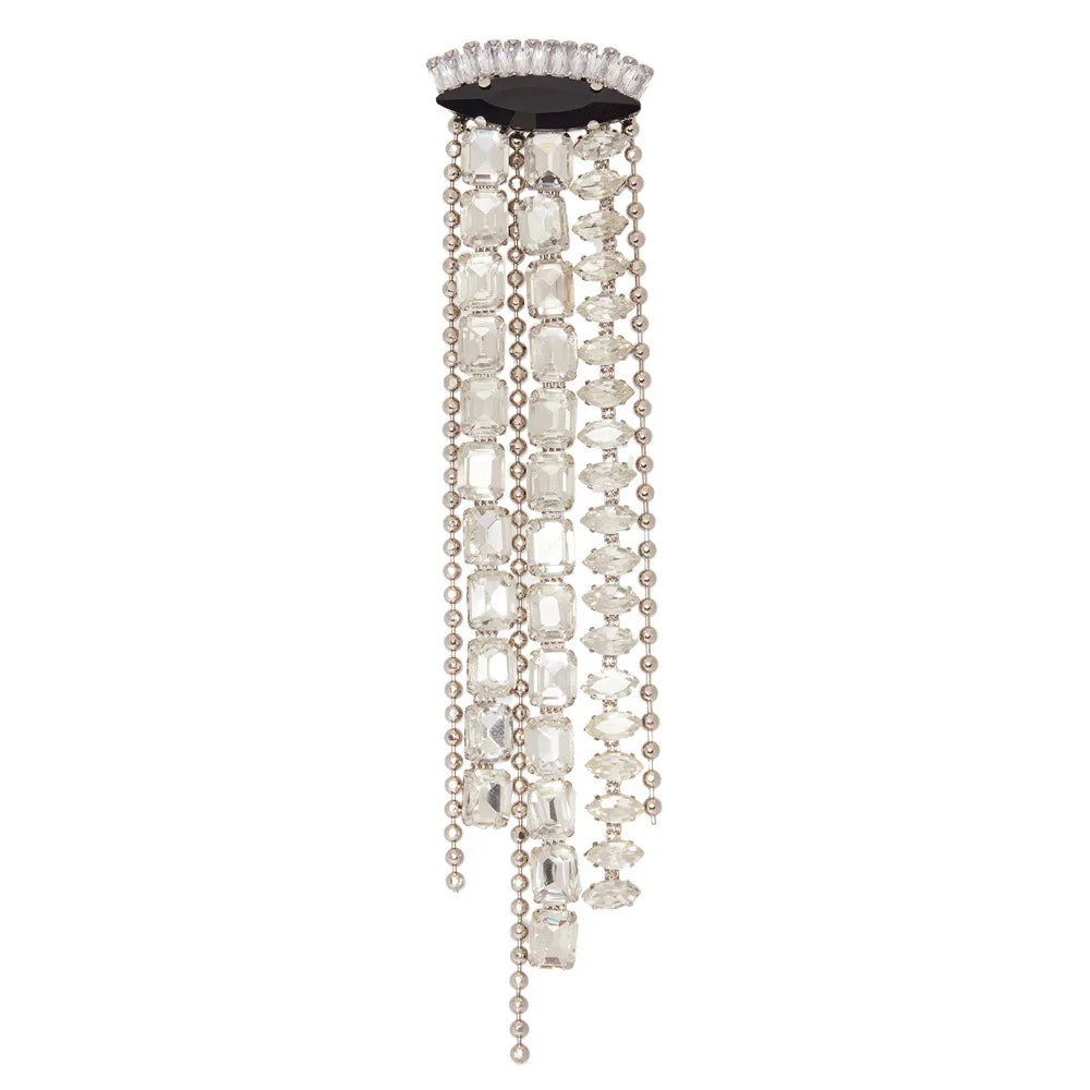 Stonefans Fashion Long Tassel Earrings Women Luxury Ear Accessoreis Exaggerated Geometric Rhinestone Dangle Earring Party Gift