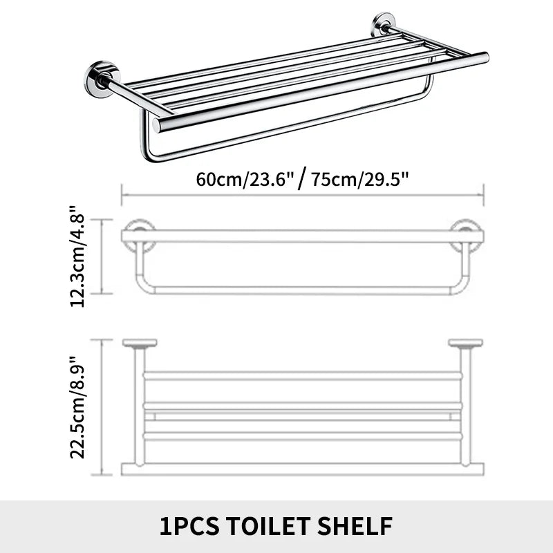 SANLUOIS High Quality SUS 304 Stainless Steel Bathroom Accessories Wall Monted Toilet Showerroom Towel Rack Bathroom Set