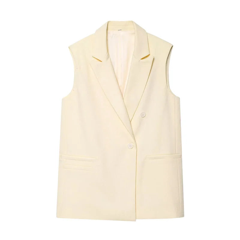 Women's Suit New Summer 2025 Yellow Sleeveless Vest Wide-leg Trousers Set Casual Commuting Personality and Fashion