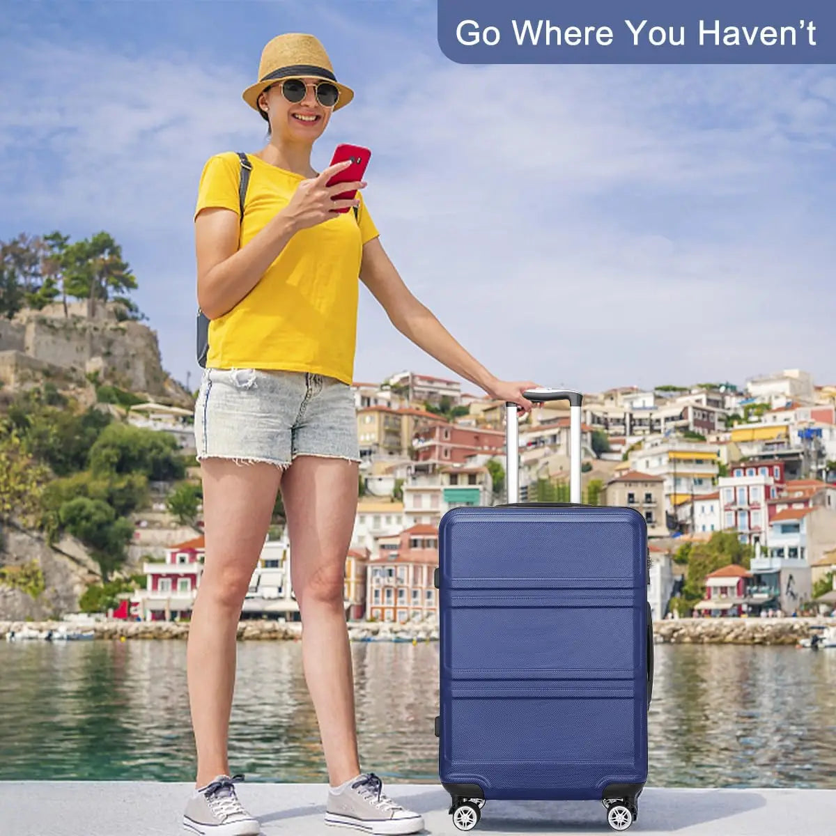 Kono 3 Piece Luggage Sets Expandable(only 28") Lightweight with Spinner Wheels TSA Lock Hardside Travel Rolling Suitcases