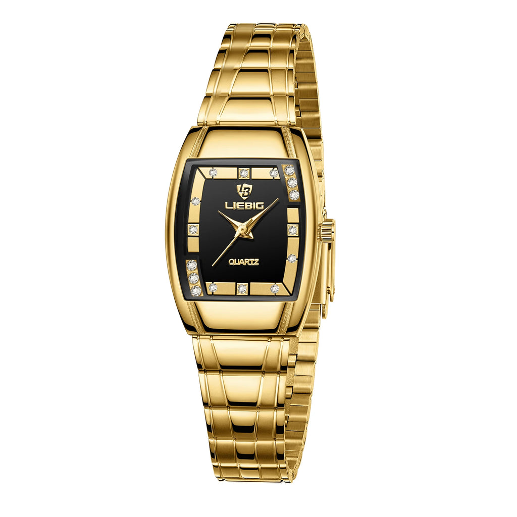 New Womens Watch Luxury Stainless Steel Quartz Golden Wristwatches Women Fashion Waterproof Calendar relogio masculino Clock