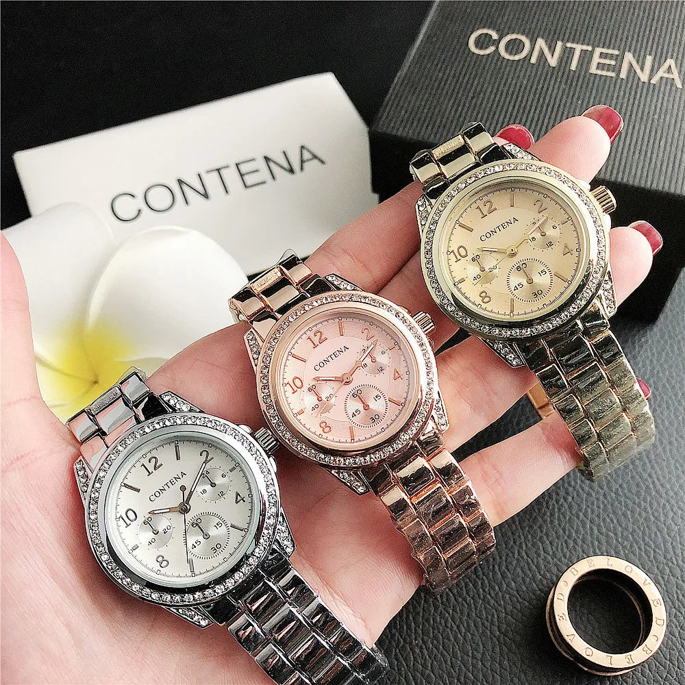Women‘s Watch Top Brand Luxury Stainless Steel  Rhinestone Quartz Wristwatch for Women Fashion Dress Ladies Clock montre femme