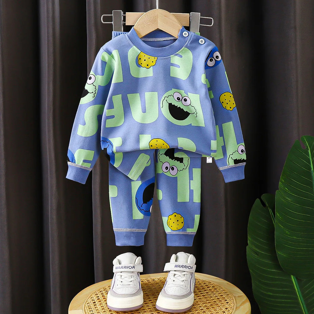 Baby Boys Clothes Sets cotton Bear Boys Girls Long Sleeve Top +Pants 2pcs Kids Clothes pajamas Suit
