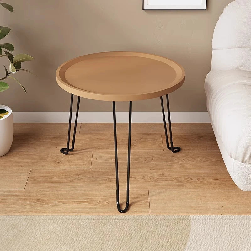 Folding small coffee table, round table, household low table, sofa, side table, balcony, outdoor courtyard, portable tea table