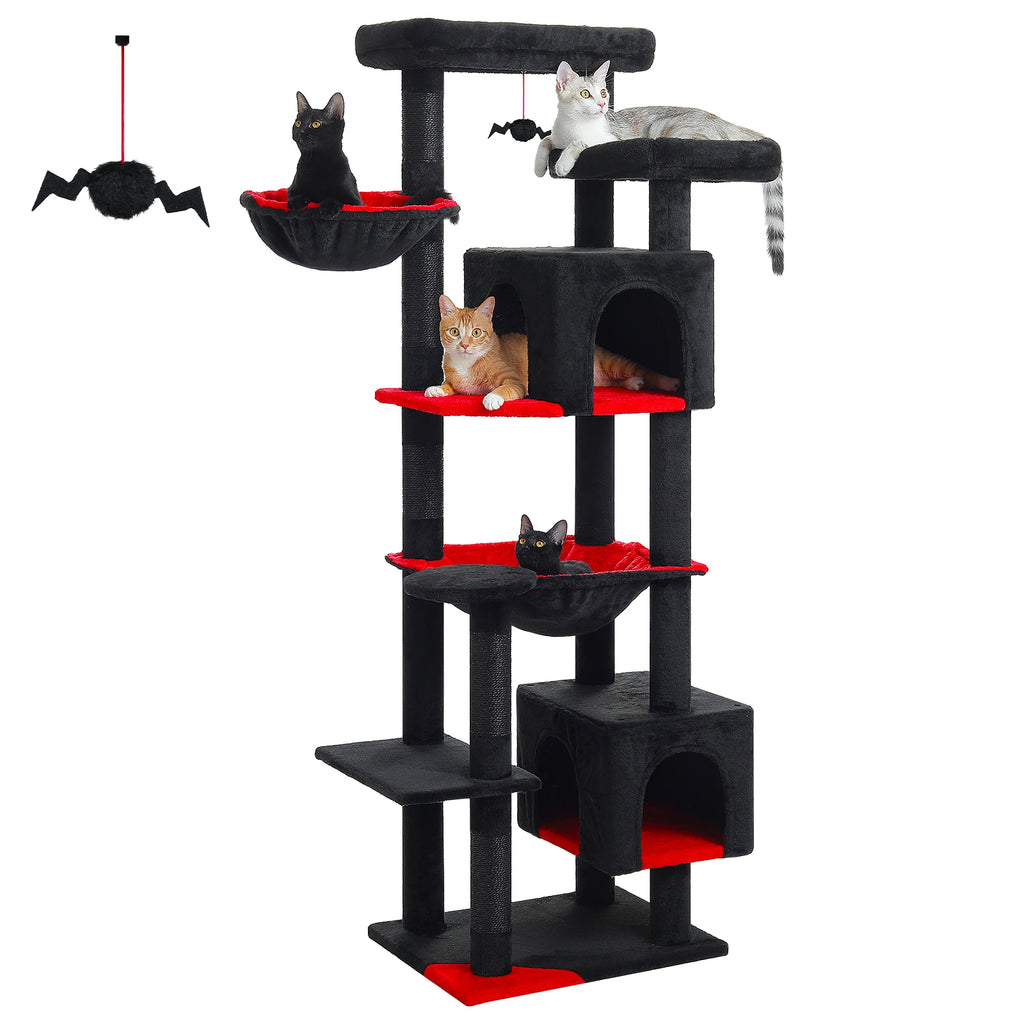 Large Cat Tree for Indoor Large Adult Cats, Multi-Level Cat Tower with Scratching Posts Super Large Hammock Cozy Condo Top Perch