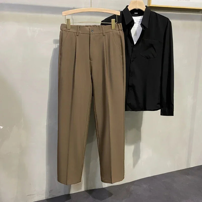 Dress Pants Men Korean Fashion Pleated Pants Chino Pants Men Clothing 2024 Lightweight Cool Trousers