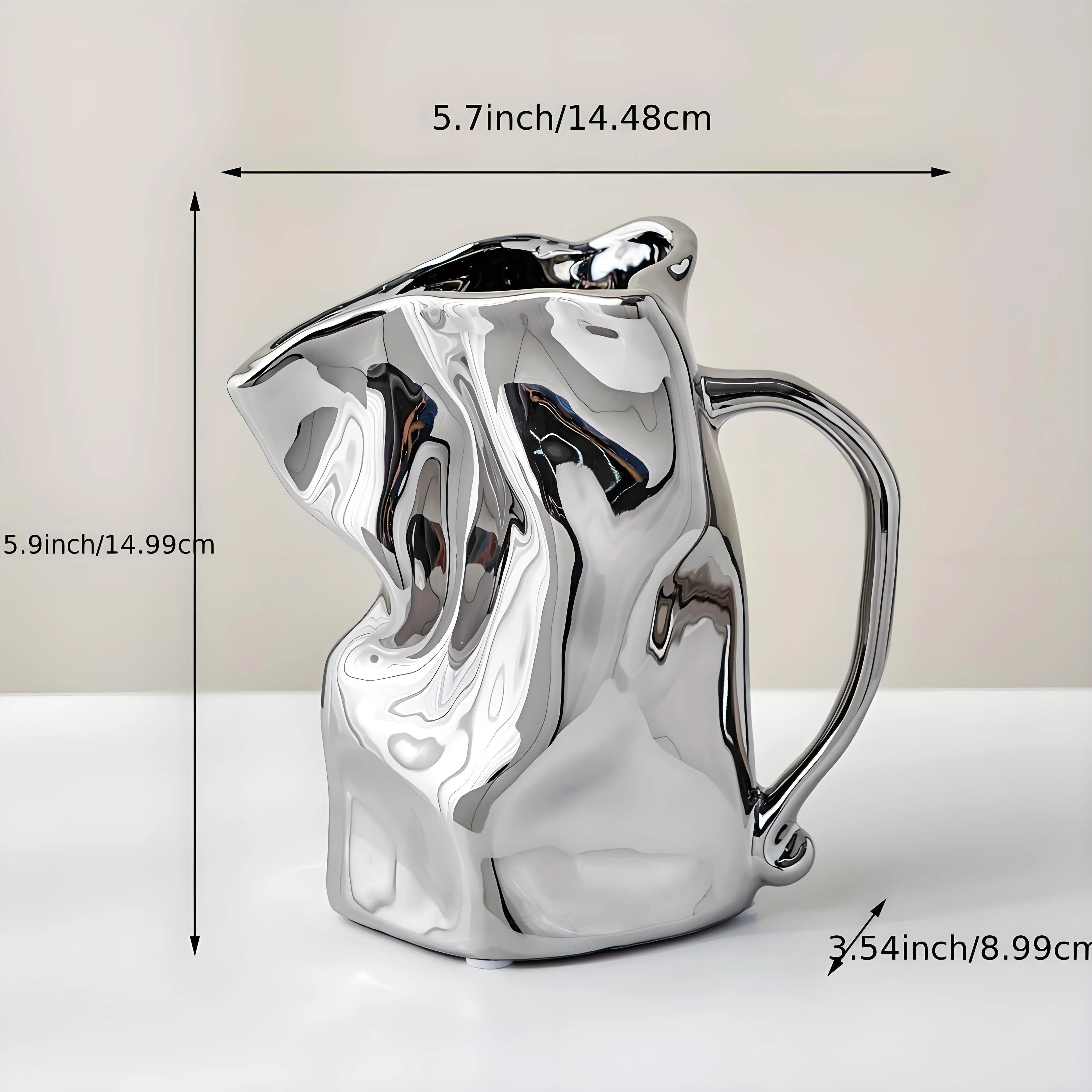 Crinkle Textured Ceramic Vase | Silver Finish Modern Elegance | Multi-Room Decor for Living Room Bathroom Desk