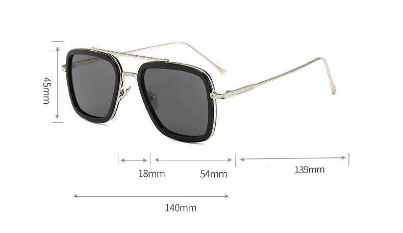 Tony Stark Robert Downey Square Sunglasses for Men Women Fashion Classic Vintage Design Metal UV400 Transparent Sun Glasses 2025