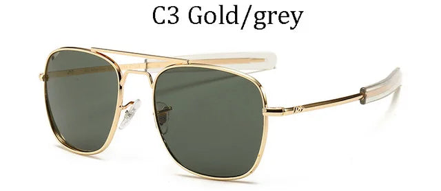 Men luxury Brand Designer Sun Glasses Vintage fashion Aviation AO Sunglasses For Male American Army Military Optical Glass Lens