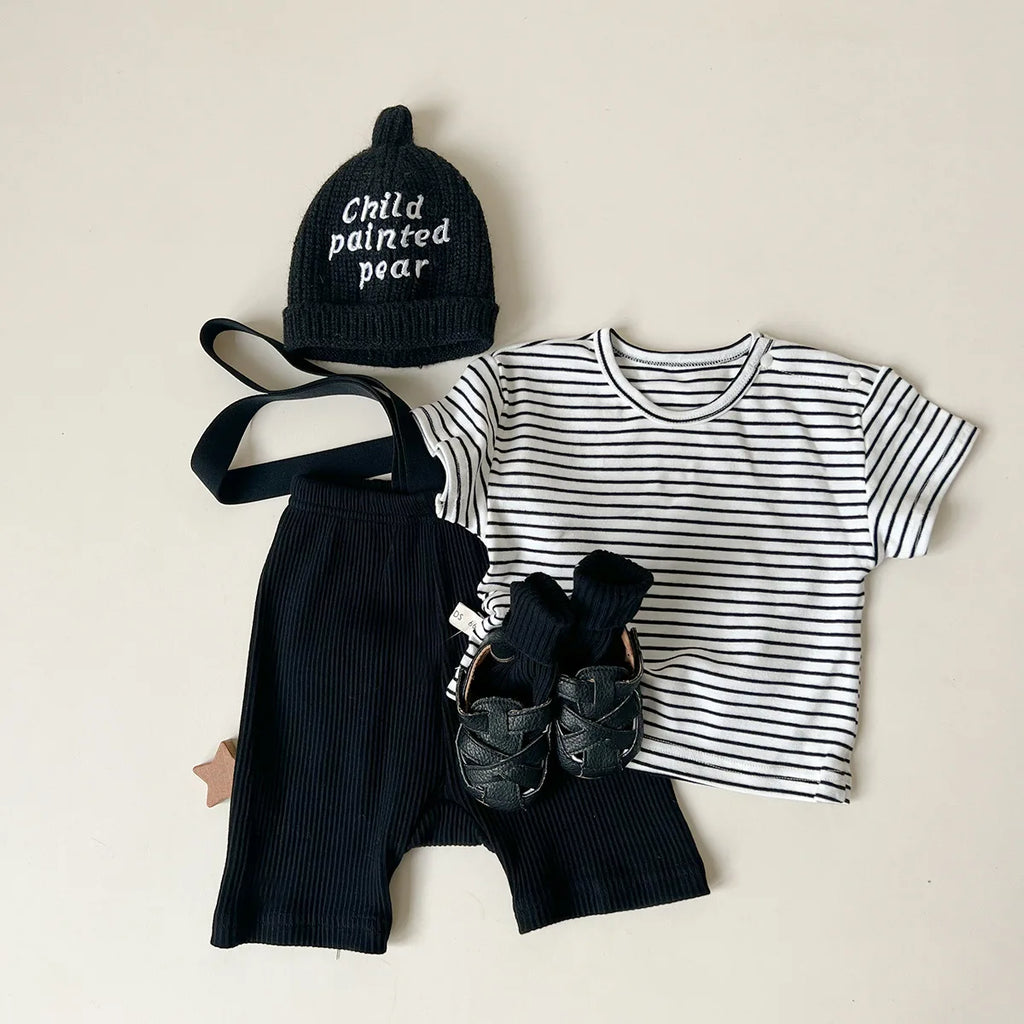 2024 Summer Costume New Boy Girl Baby Solid All-match Short Sleeve T-shirt Newborn Loose Comfort Cotton Tees Infant Casual Tops