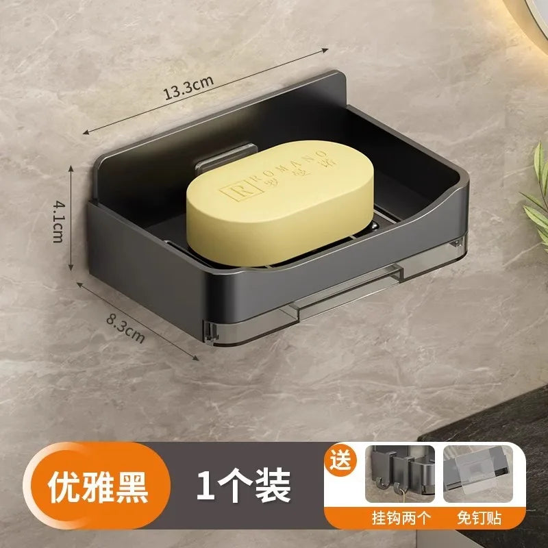 Modern bathroom wall mounted soap dish without water accumulation new balcony soap box household drain storage rack