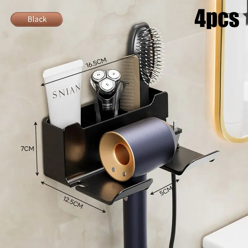 Bathroom hair dryer storage rack Multi functional storage rack Wall mounted non perforated hair dryer storage rack