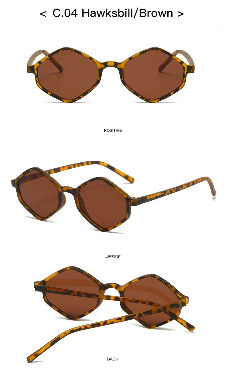 2025 Sunglasses for Women Rhombus Clear Blue Sun Glasses Irregular Vintage Small Frame Goggle UV400 Ladies Lentes De Sol Mujer