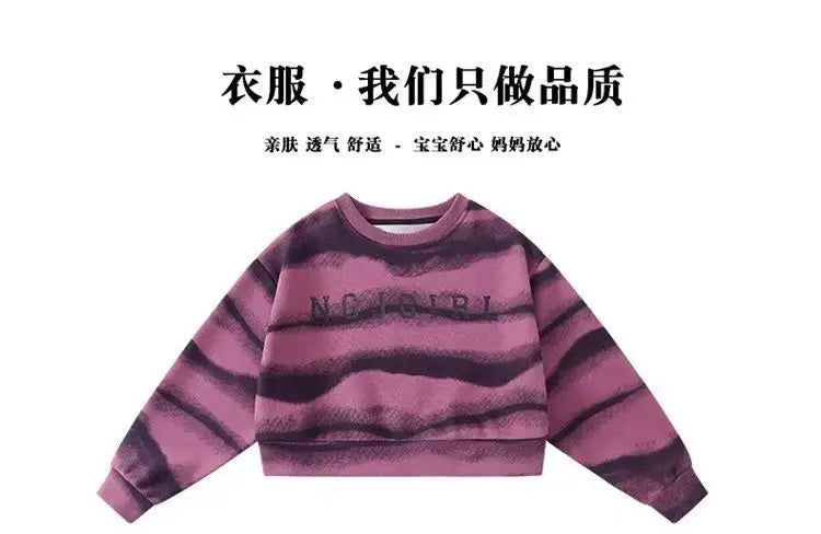 2025 autumn spring Girls clothes Sweatshirt Kids teens dress top Child striped letters hooded tracksuit 4 6 7 8 9 10 11 12 year