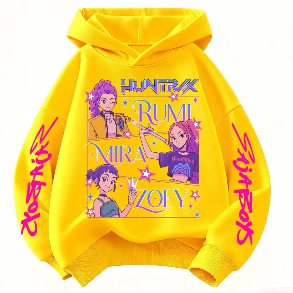 Children's Hoodies KPop Demon Hunters tops Boy Girls Coat Casual Toddle Sweatshirr white pink child 3-12 year the Spring Autumn