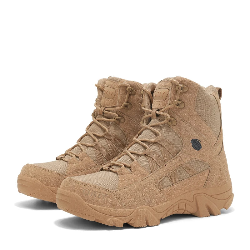 Hiking Men Shoes Mid-top Outdoor Comfortable Anti-slip Combat  Boots Men Shoes Thick-soled Sporty Keep Warm Casual Men Shoes