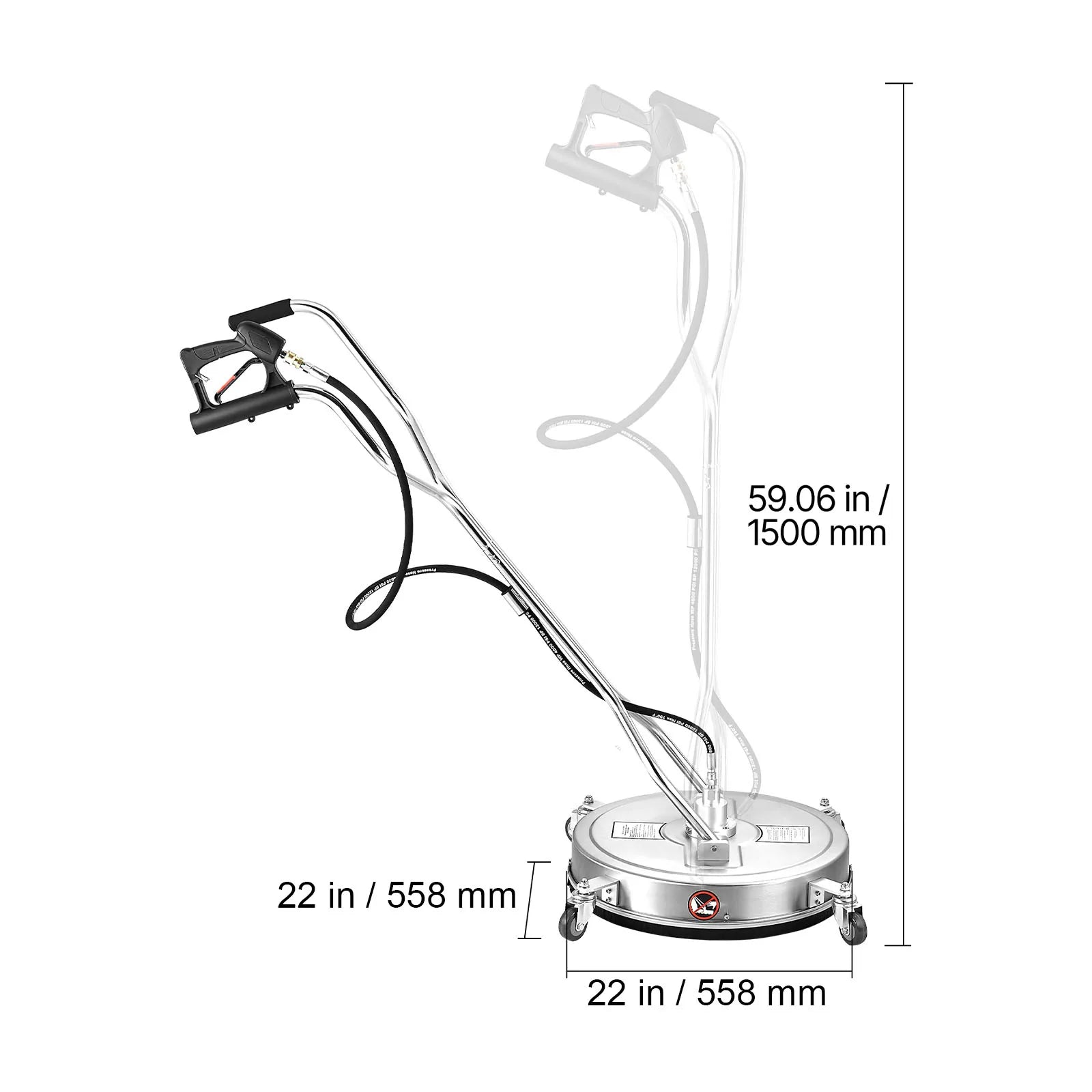 SucceBuy Pressure Washer Surface Cleaner PE/Stainless Steel Pressure Washer Attachments with 4 Wheels for Concrete Patio Deck