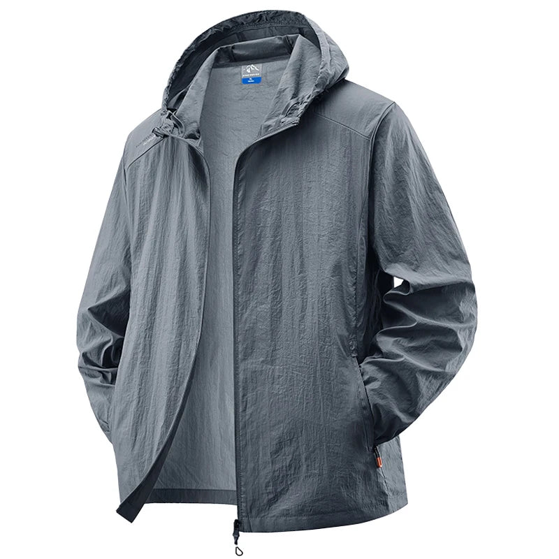 Summer Waterproof Hiking Jackets Men Fishing Cycling Hooded Gym Sports Running Coat Outdoor Sun-Protective Thin Jacket Clothing