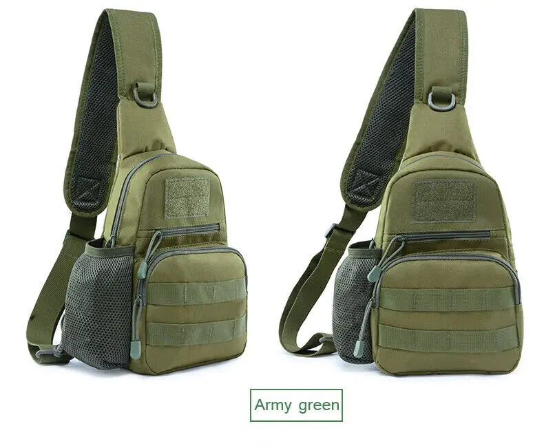 Tactical Sling Crossbody Backpack with Water Bottle Holder, MOLLE EDC Shoulder Sling Chest Bags for Travel Walk