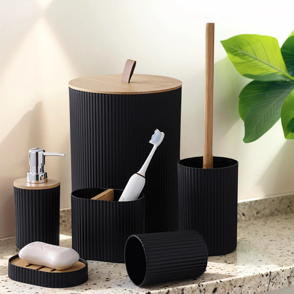 6 Piece Bathroom Accessories Set Modern Bathroom Essentials Set with Soap Dispenser Soap Dish & Toilet Brush