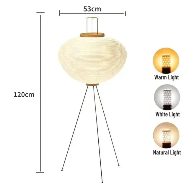 Japanese Rice Paper Floor Lamp Vintage Standing Light for Living Room Bedroom Home Decor Bedside E27