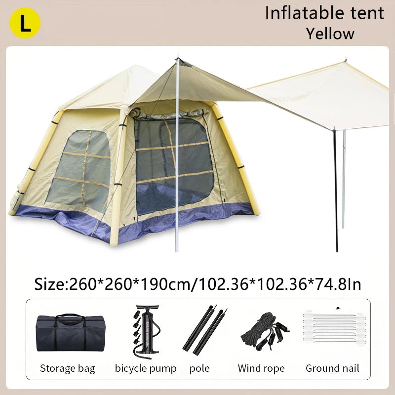 Inflatable Tent for 4-6 People, Large Area, Waterproof, Family Hiking Traveling, Automatic Opening Camping Tent