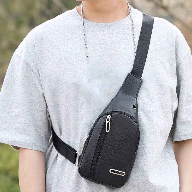2025 Vintage Men Shoulder Bag Fashion Business Package Leather Crossbody Sling Messenger Bags Big Capacity Male Chest Pack