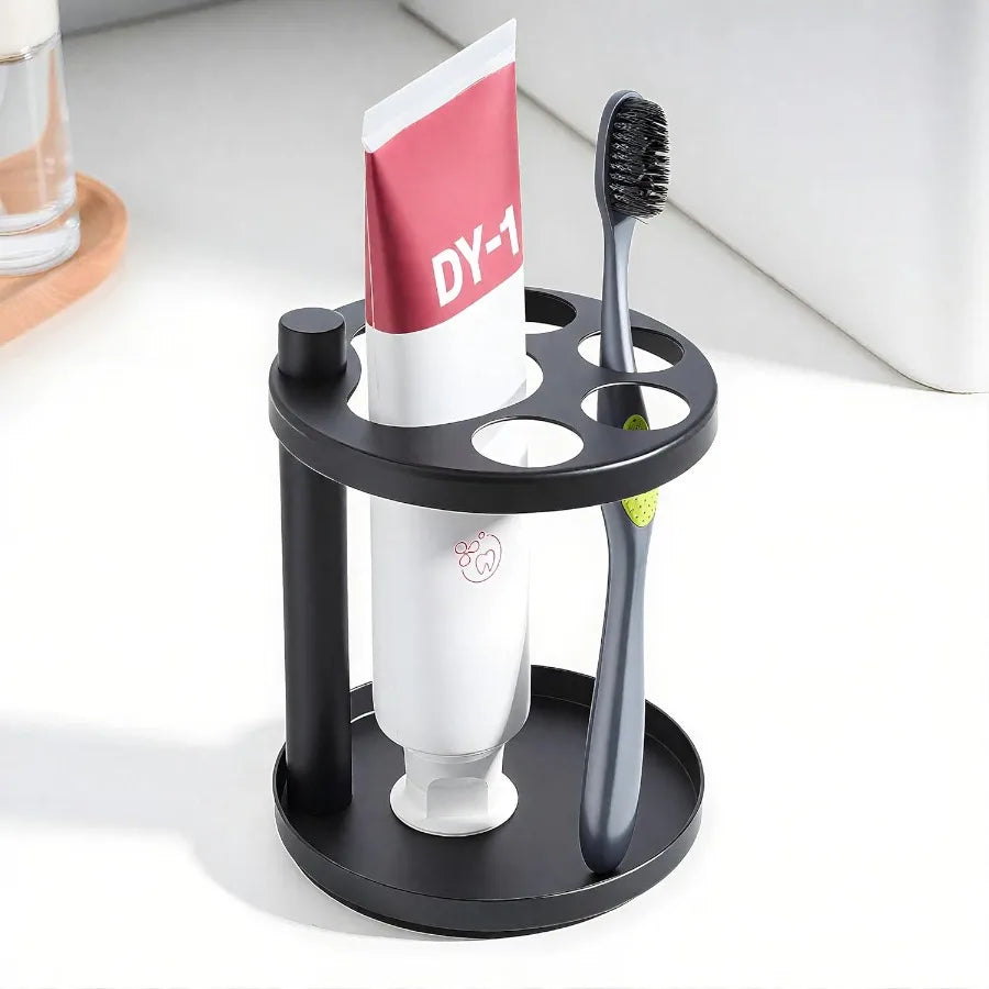 Metal Toothbrush Holder Stand for Bathroom: Stainless Steel Ventilated Organizer with Slots for Electric Toothbrushes Toothpast