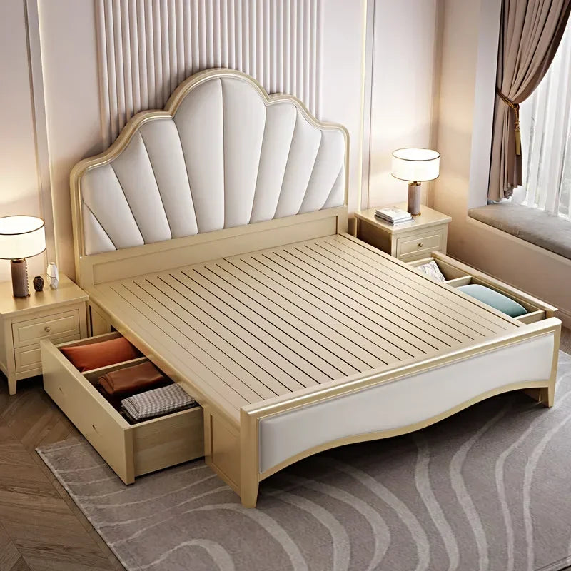 Design Double Bed Frame Sale Wooden Adult Modern Bases Bed Frames Bedroom Headboards Muebles De Dormitorio Home Furniture