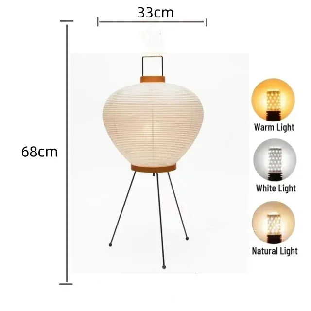 Japanese Rice Paper Floor Lamp Vintage Standing Light for Living Room Bedroom Home Decor Bedside E27