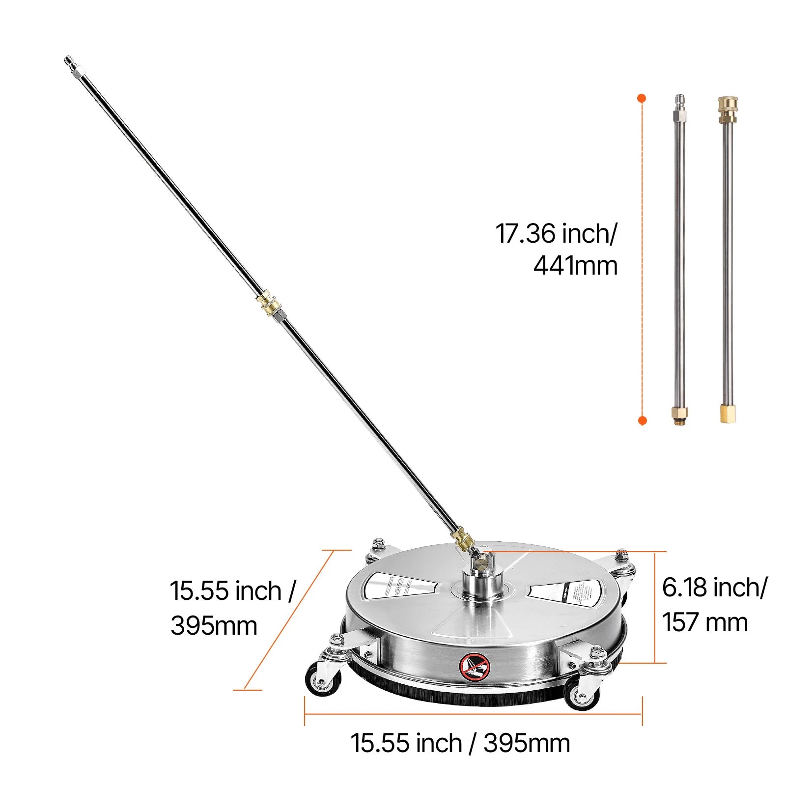 SucceBuy Pressure Washer Surface Cleaner PE/Stainless Steel Pressure Washer Attachments with 4 Wheels for Concrete Patio Deck