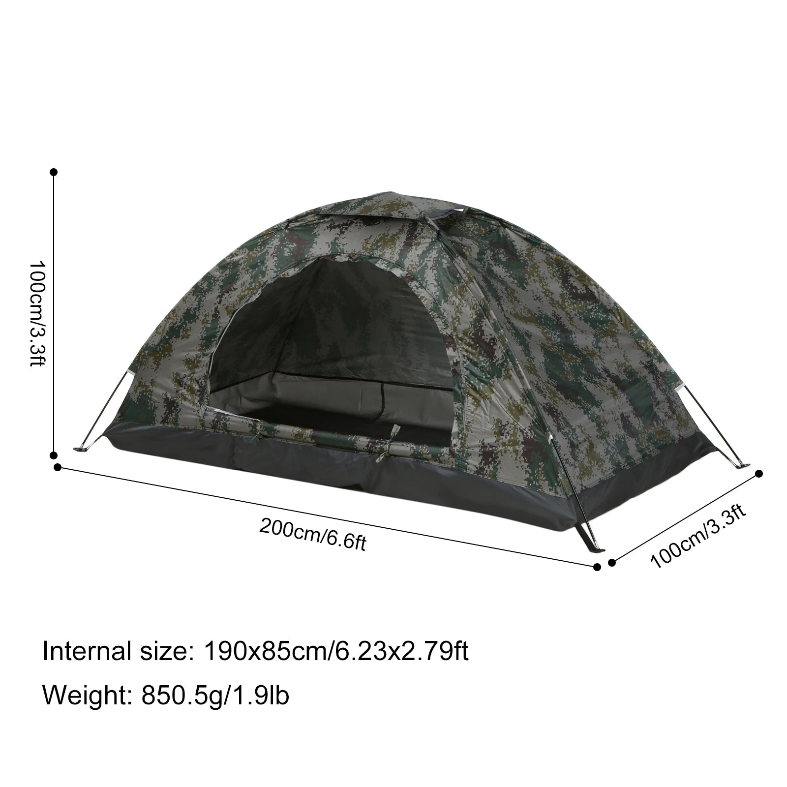 Ultralight Camping Tent Single Layer Portable Tent Anti-UV Coating UPF 30+ for Outdoor Beach Fishing
