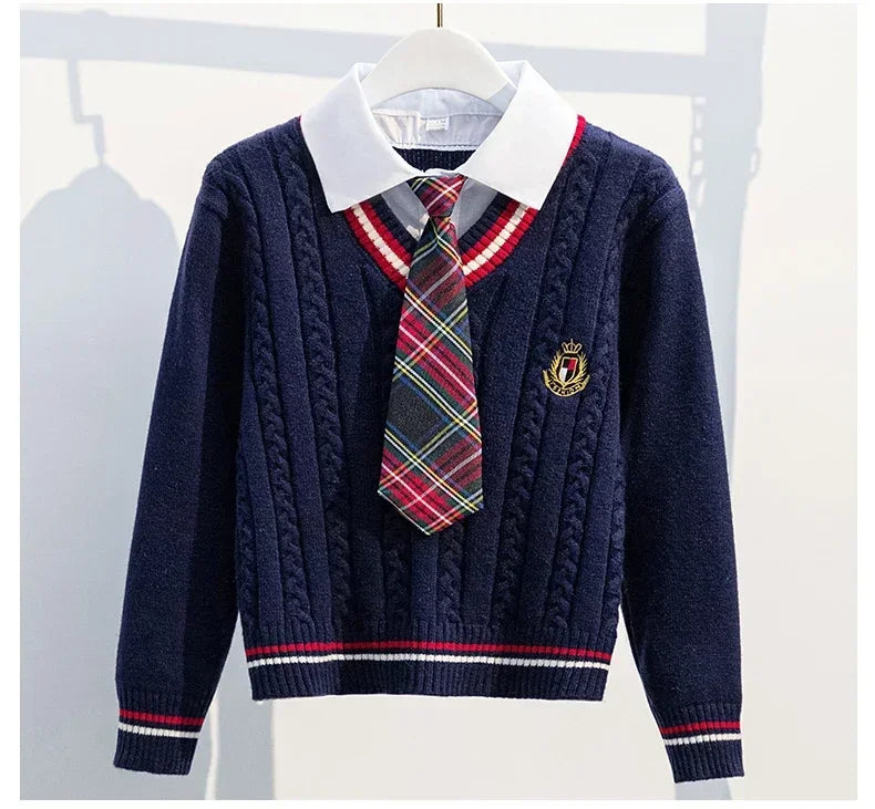 Girls School Uniform Clothes Children Sets Kids Clothing Spring Autumn School Clothes Children's Top and Bottom Clothes Set
