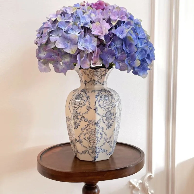 1PCS  Hand-Painted Blue and White Porcelain Vase Elegant Home Decor for Living Room Entryway Desktop Flower Arrangement Display