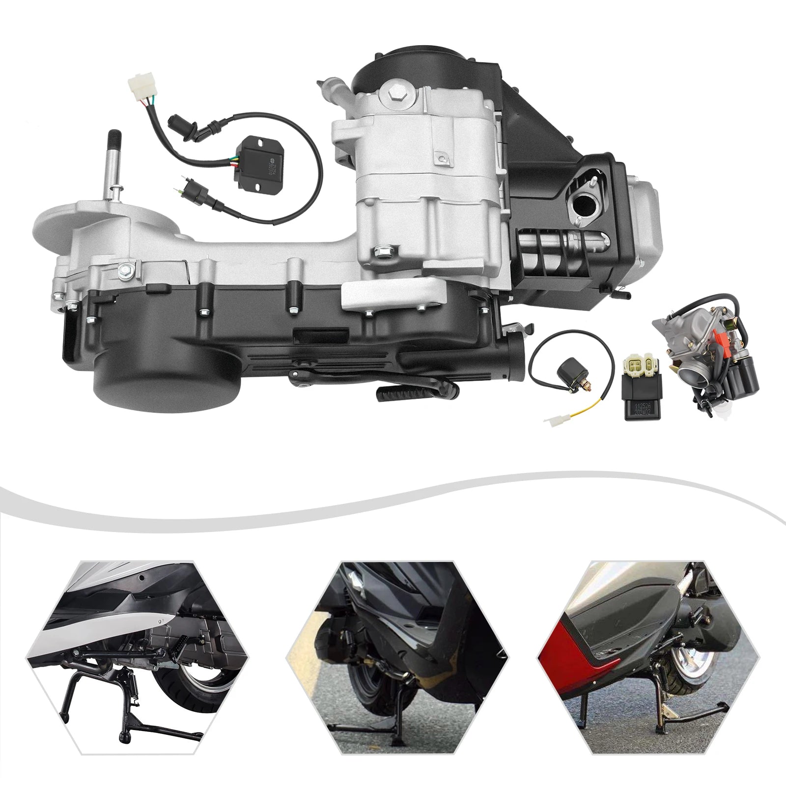 GY6 150cc CVT Engine Motor 8 Gears Cylinder Scooter Engine Motor Long Case Scooter Engine Motor Kit