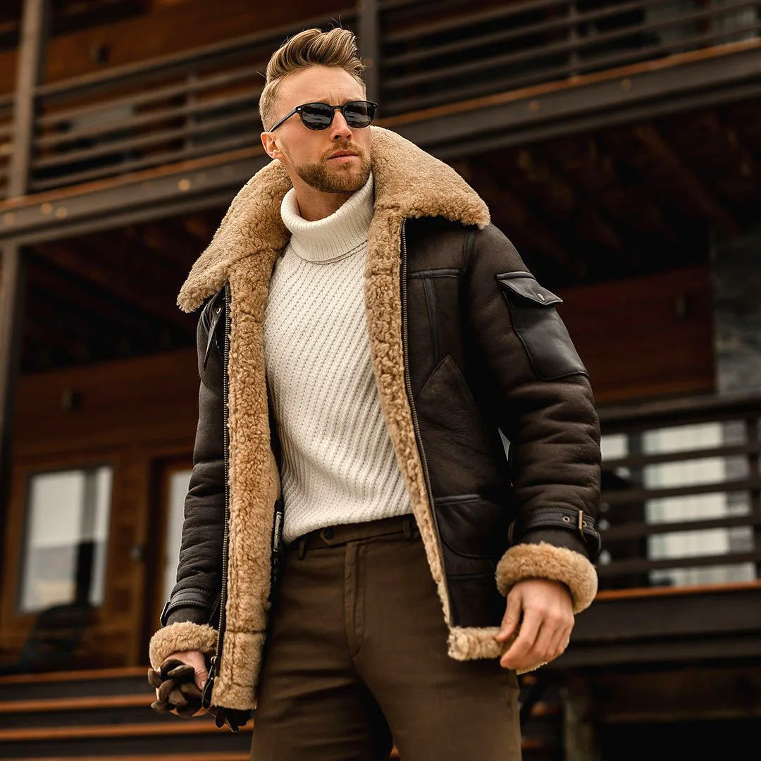A new men's coat for autumn and winter, featuring thickened and warm faux leather fleece