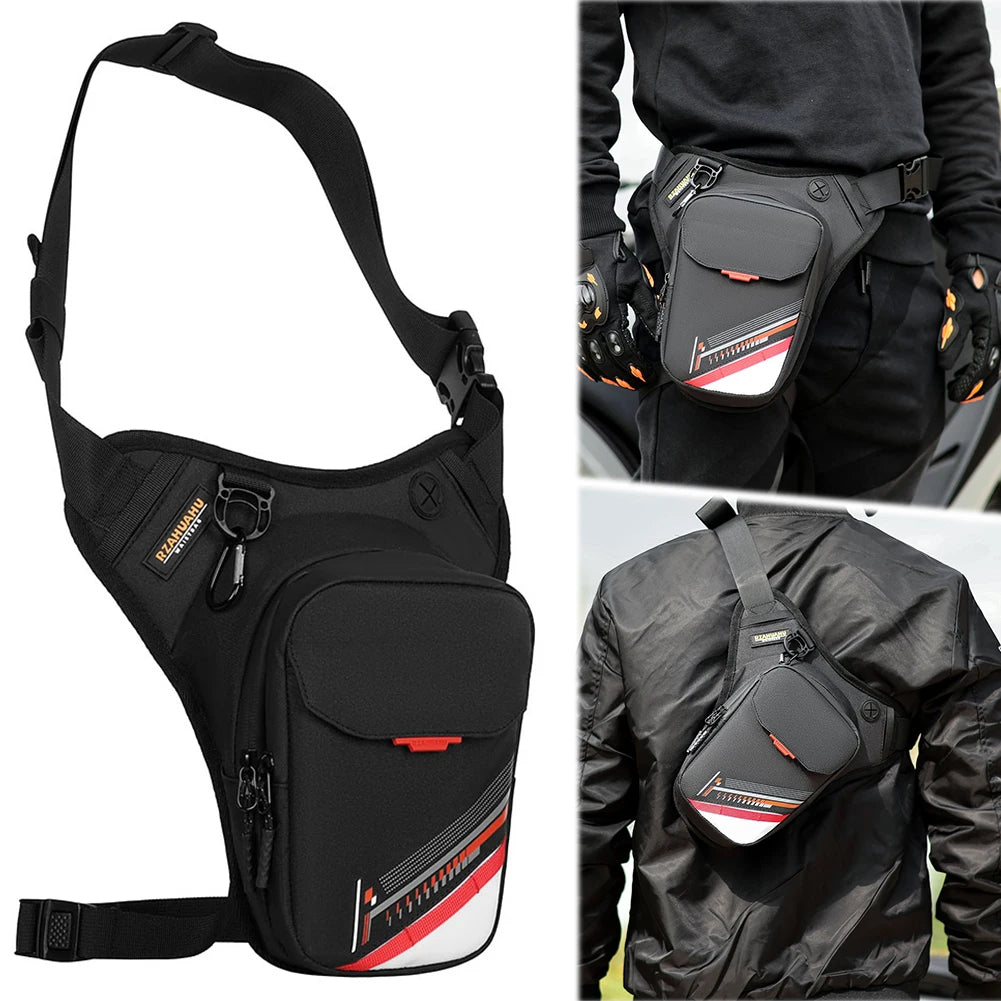 Men Motorcycle Thigh Bag Waterproof Multifunctional Waist Bag Reflective Large Capacity for Hiking Camping Fishing