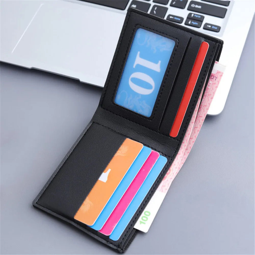 Men Short Pu Leather Wallets Vintage Thin Male Credit Card Holder Black Small Money Purses large capacity card holder Bag