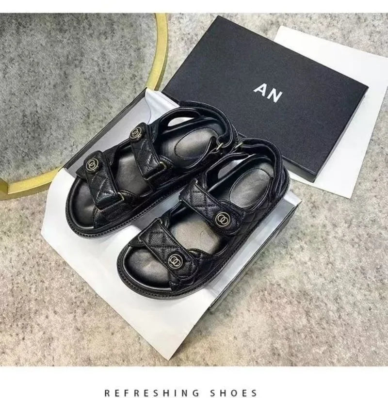 Summer Fashion Leather Women's Sandals Female Flats for Women's Rome Platform Sandals