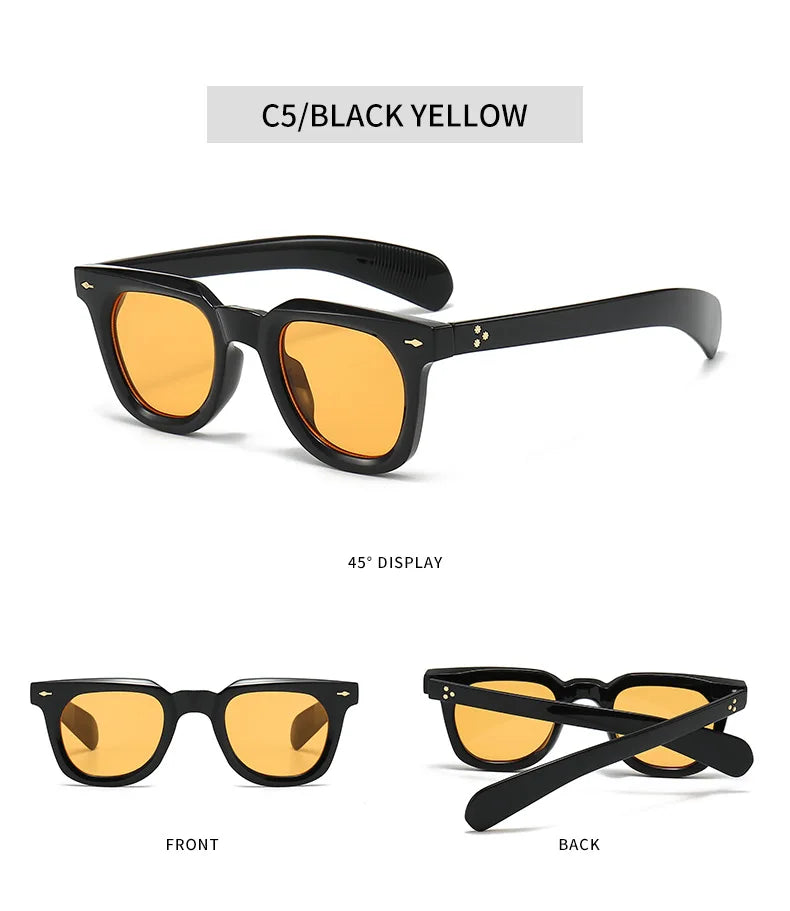 Ins Popular Women Square Sunglasses Men Vintage Rivets Punk Female Shades UV400 Fashion Male Sun Glasses