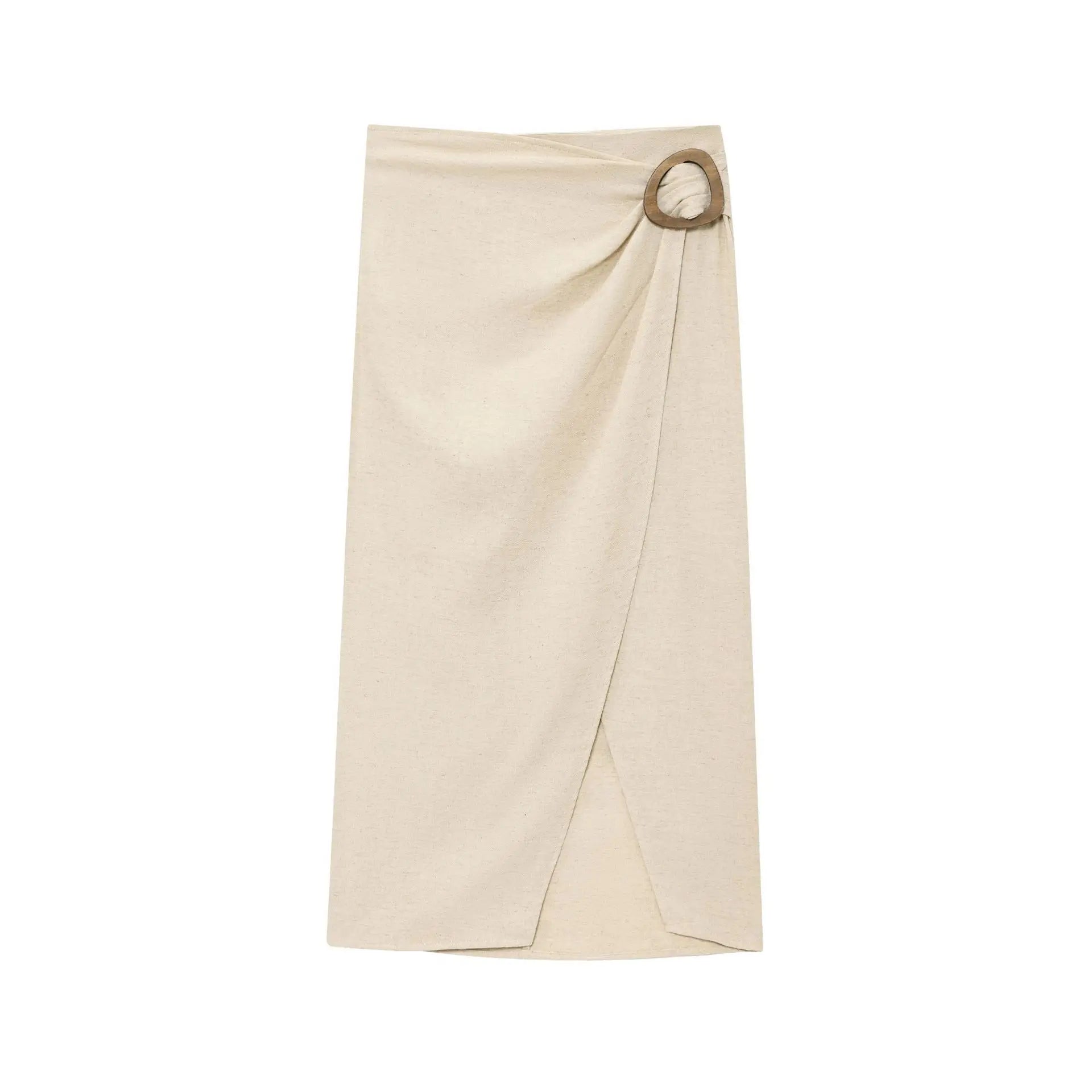 2025 New Women's Suit Summer Suit Casual Simple Multifunctional Pleated Lapel Sleeveless Short Top Paired with Buckle Slit Skirt