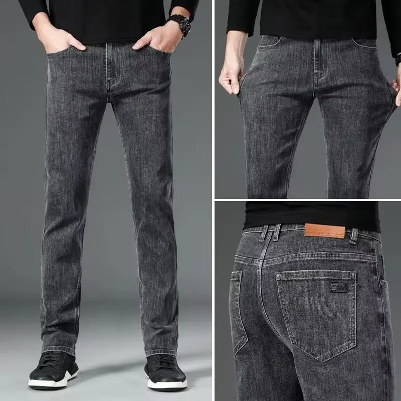 ICPANS Autumn Summer Denim Jeans Men Straight Stretch Regular Jeans for Man Black Classic Vintage Mens Pant Big Size 29-38 40