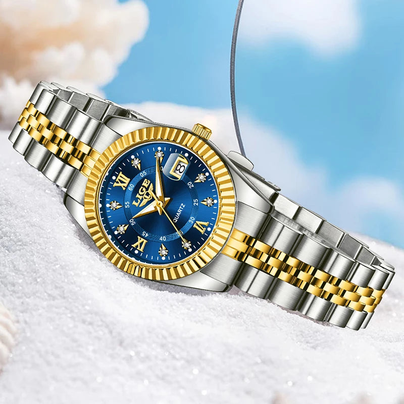 LIGE Top Luxury Watches For Women Vintage Fashion Ladies Watch Waterproof Date Stainless Quartz Wristwatches Reloj Mujer 2025