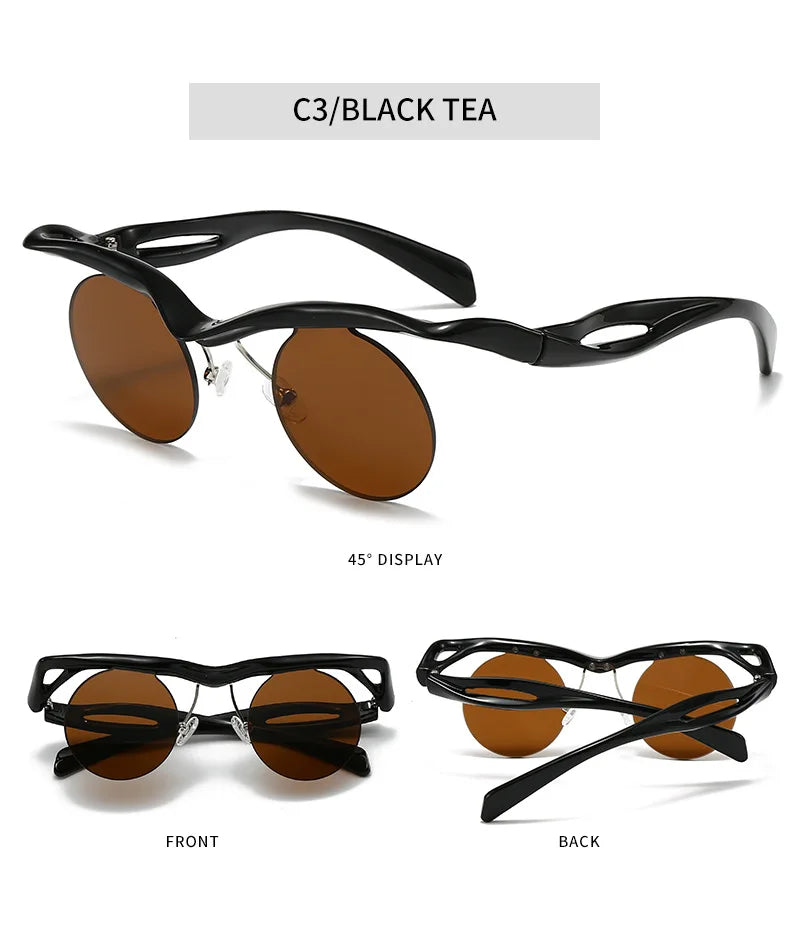 Unique Round Sunglasses for Women Men Fashion Punk Cool Decoration Sun Glasses High Quality Goggles Shades