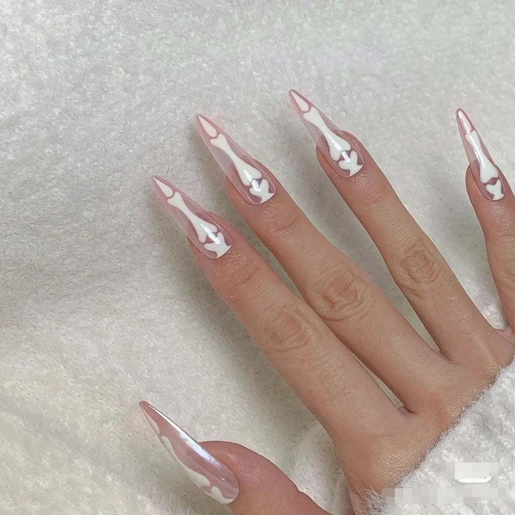 10pcs/1set Halloween Long Pointed Head Fake Nails Natural Unbreakable Nail Simple Wear For Fingernail DIY Nails Decoration