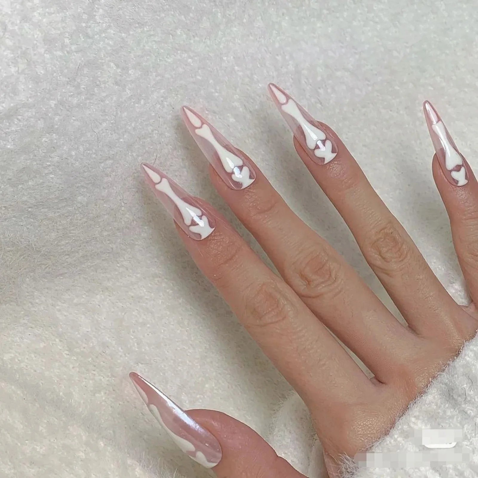 10pcs/1set Halloween Long Pointed Head Fake Nails Natural Unbreakable Nail Simple Wear For Fingernail DIY Nails Decoration