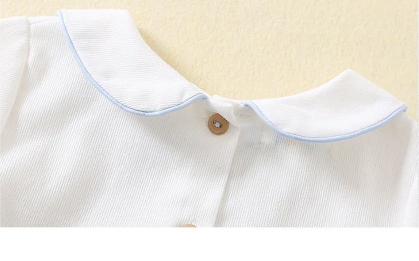 Baby Boys Birthday Outfit 2Pcs Set Short Sleeve Shirt + Striped Suspenders Pants Toddler Summer Clothes Formal Suit Gentleman