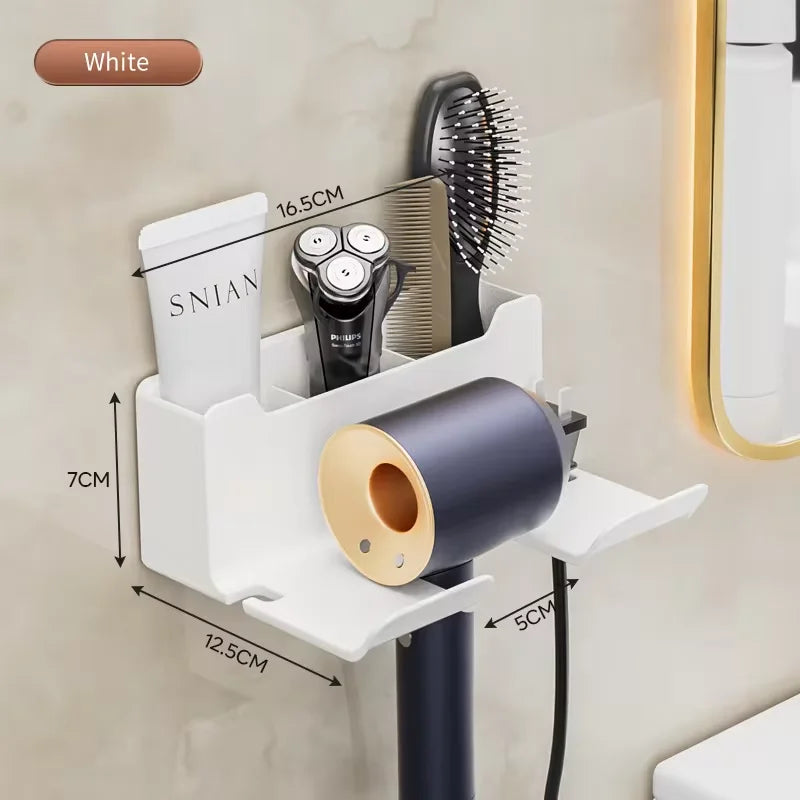 Bathroom hair dryer storage rack Multi functional storage rack Wall mounted non perforated hair dryer storage rack
